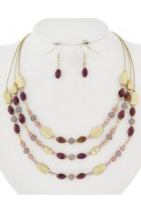 Necklace and Earring Set - Gold and Purple