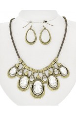 Necklace and Earring Set - Gold and Clear