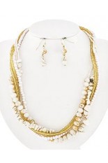 Necklace and Earring Set - Gold and Ivory