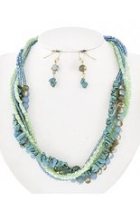 Necklace and Earring Set - Gold and Turquoise