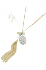 Necklace and Earring Set - Gold and White
