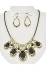 Necklace and Earring Set - Gold and Black