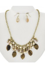 Necklace and Earring Set - Gold and Topaz