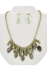 Necklace and Earring Set - Gold and Green