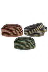 Wrap Bracelet - 3 Rows Gold and Color