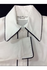 Miss Karla's Closet Fitted Show Shirt - White with Black Piping