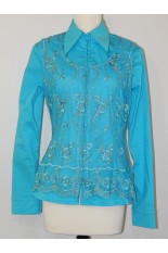 MKC Lace Vest - Turquoise/Gold Thread