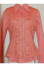 MKC Lace Horse Show Vest - Coral/Gold Thread