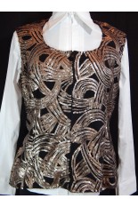 Plus Size Lined Show Vest - Black and Champagne Sequin
