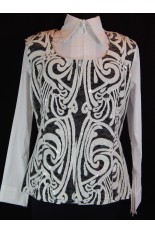 Plus Size Lined Show Vest - Black with White Sequin