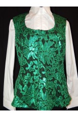 Plus Size Lined Show Vest - Black with Green Floral