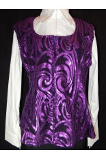 Plus Size Lined Show Vest - Black with Purple Sequin