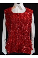 Plus Size Lined Show Vest - Red Sequin