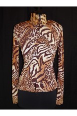 MKC Brown Animal Print Horse Show Shirt