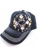 Olive and Pique Hat - Black Cap with Gem Bling