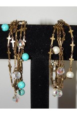 Cross Wrap Bracelet with Turquoise Bead